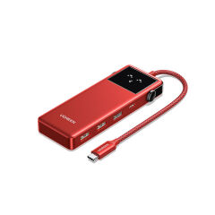 UGREEN 75214 CM888 Q-Pai Pro 7 in 1 USB-C to 3xUSB-A 3.0 Çoklayıcı 1x4K/60Hz HDMI 1xUSB-C PD 100W Şarj Desteği Çok Fonksiyonlu Bağlantı İstasyonu Kırmızı