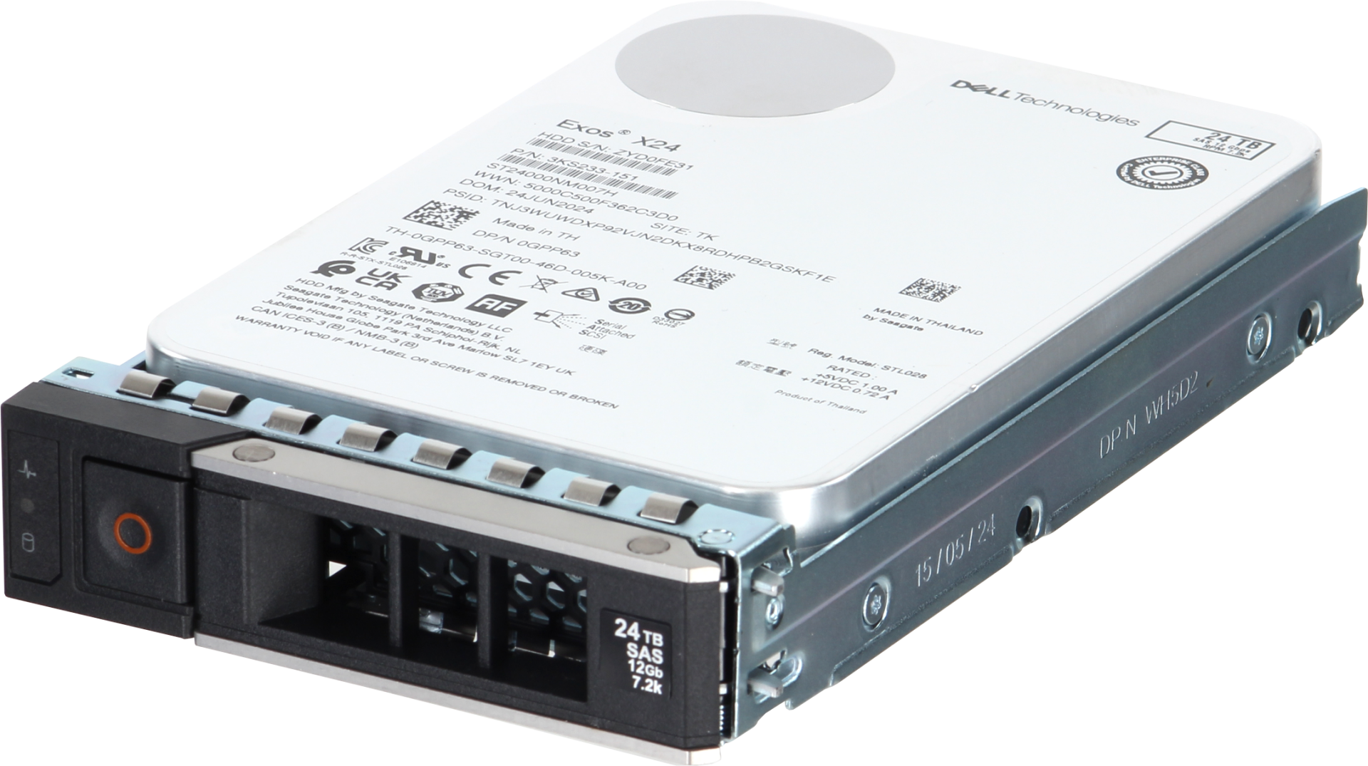 DELL Technologies Exos X24 24TB 7.2K 12G 512e NL SAS 3.5'' Server Sunucu Harddisk ST24000NM007H 3KS233-151 0GPP63