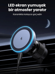 UGREEN 35029 W525 15W MagSafe Araç Kablosuz Şarj Cihazı Grey