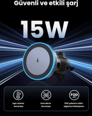 UGREEN 35029 W525 15W MagSafe Araç Kablosuz Şarj Cihazı Grey - 2