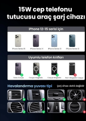 UGREEN 35029 W525 15W MagSafe Araç Kablosuz Şarj Cihazı Grey