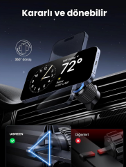 UGREEN 35029 W525 15W MagSafe Araç Kablosuz Şarj Cihazı Grey