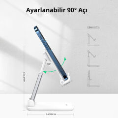 UGREEN 20434 LP373 Katlanabilir Çok Açılı Yükseklik Ayarlı Masaüstü Cep Telefonu Standı Beyaz - 2