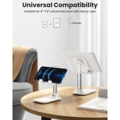UGREEN 20434 LP373 Katlanabilir Çok Açılı Yükseklik Ayarlı Masaüstü Cep Telefonu Standı Beyaz