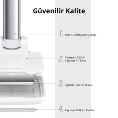 UGREEN 20434 LP373 Katlanabilir Çok Açılı Yükseklik Ayarlı Masaüstü Cep Telefonu Standı Beyaz