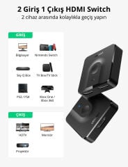 UGREEN 50966 CM217 2 in 1 1 Giriş 2 Çıkış veya 2 Giriş 1 Çıkış 4K 60Hz Çift Yönlü Anahtar HDMI Switch - 2