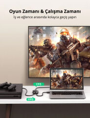 UGREEN 50966 CM217 2 in 1 1 Giriş 2 Çıkış veya 2 Giriş 1 Çıkış 4K 60Hz Çift Yönlü Anahtar HDMI Switch