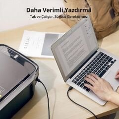UGREEN 10352 US135 USB-A to USB-B 2.0 Yazıcı Tarayıcı Kablosu Siyah 5metre