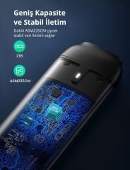 UGREEN 70533 CM298 2-in-1 USB A & USB C 3.1 Gen2 to M.2 SATA SSD KEY B / B + M Harici Disk Kutusu