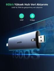 UGREEN 70533 CM298 2-in-1 USB A & USB C 3.1 Gen2 to M.2 SATA SSD KEY B / B + M Harici Disk Kutusu