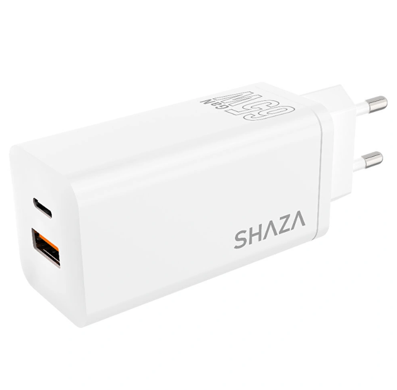 SHAZA USB-C 45W to USB-A 18W Çift Çıkışlı USB QC3.0 Type-C PD 65W Şarj Adaptörü