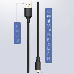 UGREEN 10386 US132 USB-A to Mini 5pin M Kablo Şarj ve Data Kablo Siyah 3metre - 2