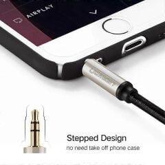 UGREEN 40783 AV125 3.5mm Erkek to 3.5mm Erkek Hi-Fi Stereo Aux Ses Kablo Gümüş Kaplama Bakır Gövde Siyah Pamuklu File 5metre