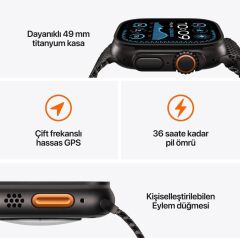 APPLE Watch Ultra 2 GPS + Cellular 49mm Black Titanyum Kasa Milanese Loop M Akıllı Saat MX5U3TU/A