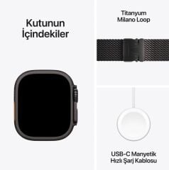 APPLE Watch Ultra 2 GPS + Cellular 49mm Black Titanyum Kasa Milanese Loop M Akıllı Saat MX5U3TU/A