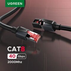 UGREEN 55190 NW323 CAT8 2000MHz 40Gbps Yüksek Ağ Hızı FRP Ethernet Kablo Siyah 5metre - 2