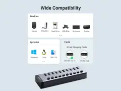 UGREEN 30779 CM482 10 Port Bağlantı Noktalı USB 3.0 HUB Çoklayıcı ve Şarj İstasyonu