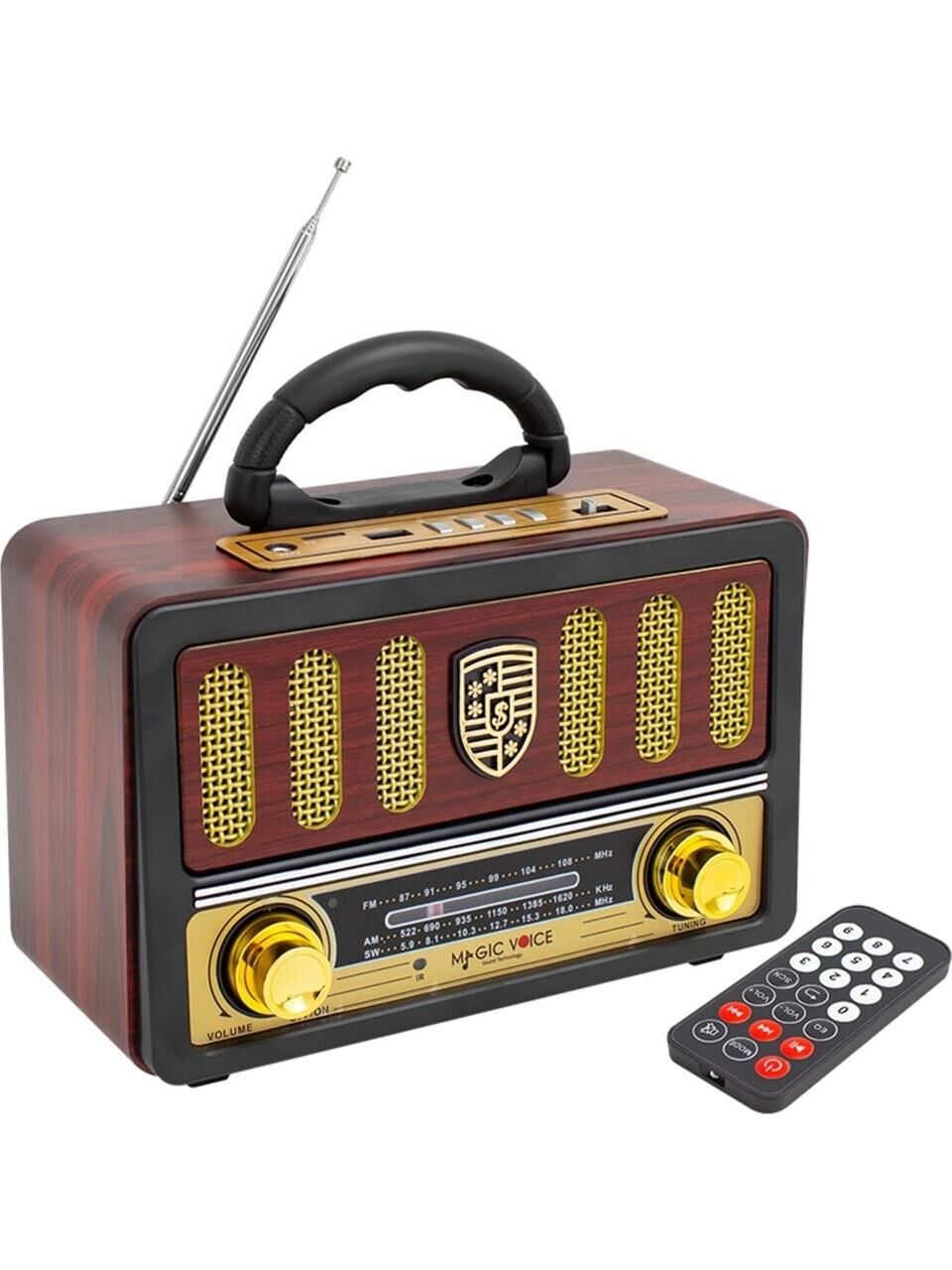 MAGİCVOİCE MV-114BT USB/SD/FM/Bluetooth Destekli Tek Hoparlörlü Nostaljik Radyo