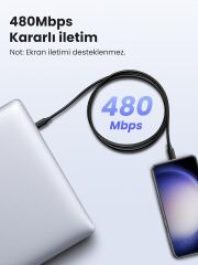 UGREEN 15178 US562 100W PD USB-C to USB-C Hızlı Şarj ve Data Kablo Siyah 2metre