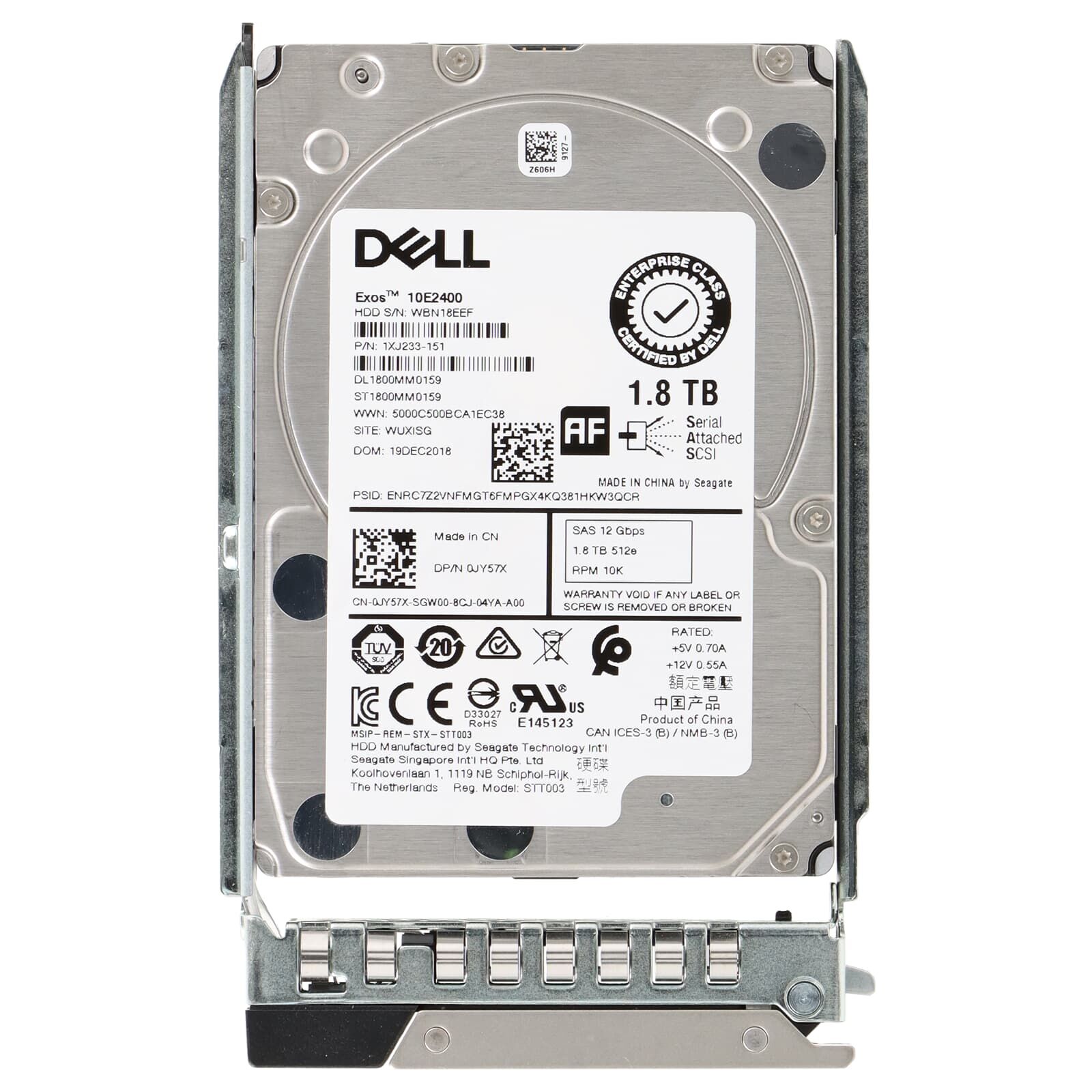DELL Exos 10E2400 1.8TB 10K 12G 512e SAS 2.5'' Server Sunucu Harddisk DL/ST1800MM0159 1XJ233-151 0JY57X