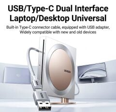 UGREEN 75507 CM869 USB-A USB-C Harici CD/DVD Okuyucu Yazıcı Slot-in Optik Sürücü - 2