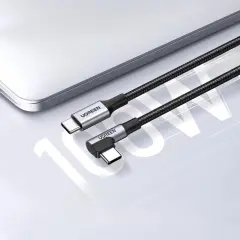 UGREEN 70645 US334 100W PD USB-C to USB-C 90 Derece Açılı L Uçlu Süper Hızlı Şarj Kablo Örgülü 2metre - 2