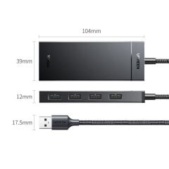 UGREEN 55373 CM806 USB-A 10Gbps Yüksek Hız 4 Port Bağlantı Noktalı 4xUSB-A 3.2 Gen 2 Çoklayıcı HUB Siyah