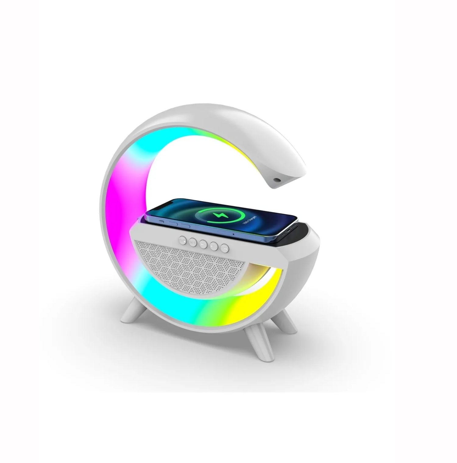 MAGİCVOİCE BT2301 Kablosuz Şarjlı 7 Renkli Taşınabilir Bluetooth Hoparlör Beyaz