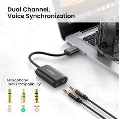 UGREEN 30724 US205 USB 2.0 to 2x3.5mm Stereo Harici Ses Kartı Adaptörü Siyah - 2