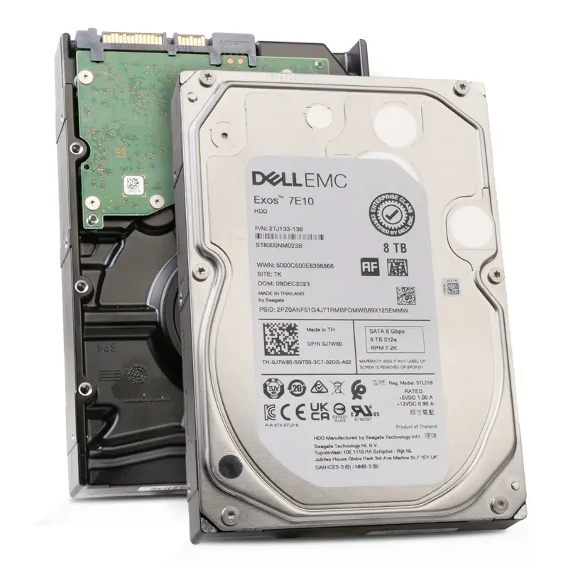 DELL EMC Exos 7E10 8TB 7.2K 512e 6Gbps Sata 3.5'' Server Sunucu Harddisk ST8000NM023B 2TJ133-136 0J7W80