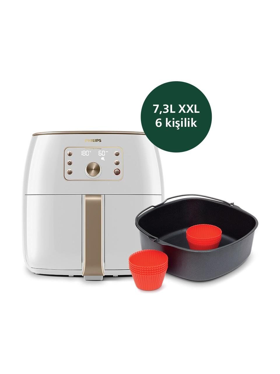PHİLİPS HD9870/20 AirFryer XXL Premium Smart Sensing 7.3L Yağsız Fritöz (Aksesuar Hediyeli)