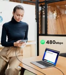 UGREEN 15176 US562 100W PD USB-C to USB-C Hızlı Şarj ve Data Kablo Siyah 1metre