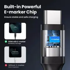 UGREEN 15176 US562 100W PD USB-C to USB-C Hızlı Şarj ve Data Kablo Siyah 1metre