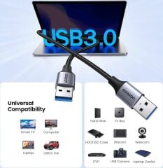 UGREEN 80790 US373 USB-A Erkek to USB-A Erkek 3.0 Kablo Örgülü 1metre - 2