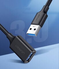UGREEN 10368 US129 USB-A Erkek to USB-A Dişi 3.0 Uzatma Kablo Siyah 1metre