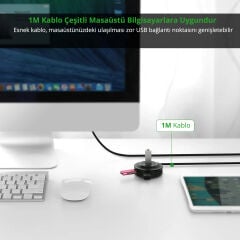 UGREEN 20277 CR106 4 Port Bağlantı Noktalı USB 2.0 HUB Çoklayıcı Siyah 1metre
