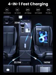 UGREEN 35027 EC706 150W 4 Port 2xUSB-C 30W 1xUSB-C 140W 1xUSB-A 22.5W Gan Araç İçi Hızlı Şarj Aleti