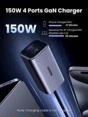 UGREEN 35027 EC706 150W 4 Port 2xUSB-C 30W 1xUSB-C 140W 1xUSB-A 22.5W Gan Araç İçi Hızlı Şarj Aleti - 2