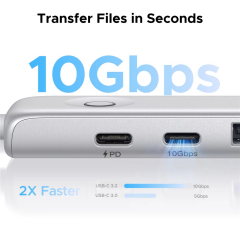 UGREEN 95189 U601 5 in 1 USB-C to 2xUSB-A 2.0 Çoklayıcı 1x4K/60Hz HDMI 1xUSB-C PD 100W Şarj Desteği Çok Fonksiyonlu Bağlantı İstasyonu