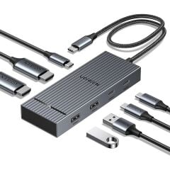 UGREEN 45365 CM880 Revodok Pro 207 7 in 1 USB-C to 2xUSB-A 3.2 Gen2 Çoklayıcı 2x4K/60Hz HDMI 2xUSB-C 10Gbps 1xUSB-C PD 100W Şarj Desteği Çok Fonksiyonlu Bağlantı İstasyonu