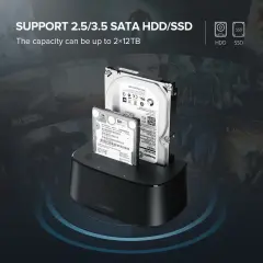 UGREEN 60737 CM198 USB-A 3.0 2.5 inç 3.5 inç HDD SSD Dual Dock Station Alüminyum Çift Yuvalı Sata3 Sabit Disk Bağlantı İstasyonu