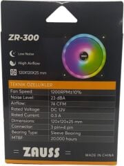 ZAUSS ZR-300 120x120x25mm 3 Renk Hareketli Yanan RGB Kasa Mining Fanı 12cm Kasa Fanı 0.3A - 2
