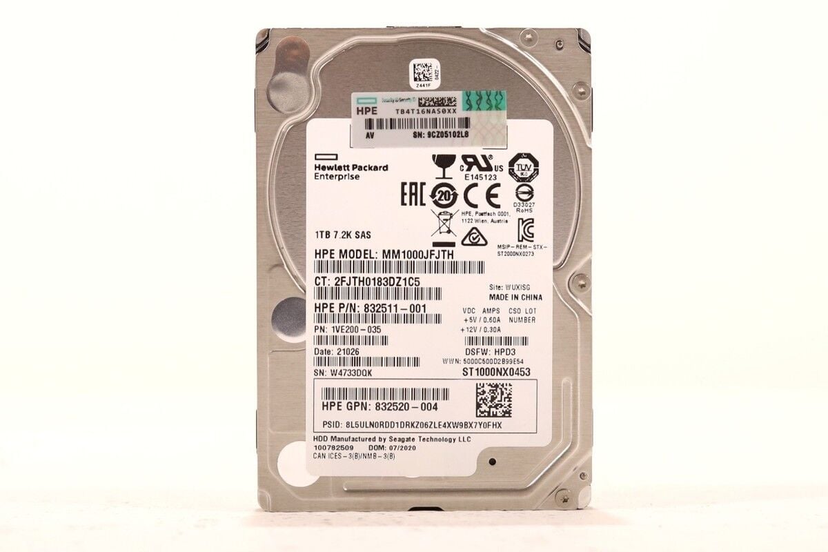 HPE 1TB 7.2K 12G 2.5 inç Server Sunucu Harddisk MM1000JFJTH ST1000NX0453 832511-001 832520-004 1FN200-035
