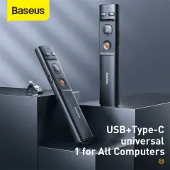 BASEUS Orange Dot USB-A ve USB-C Alıcılı Kırmızı Lazerli Kablosuz Sunum Kalemi Kumandası ACFYB-B0G