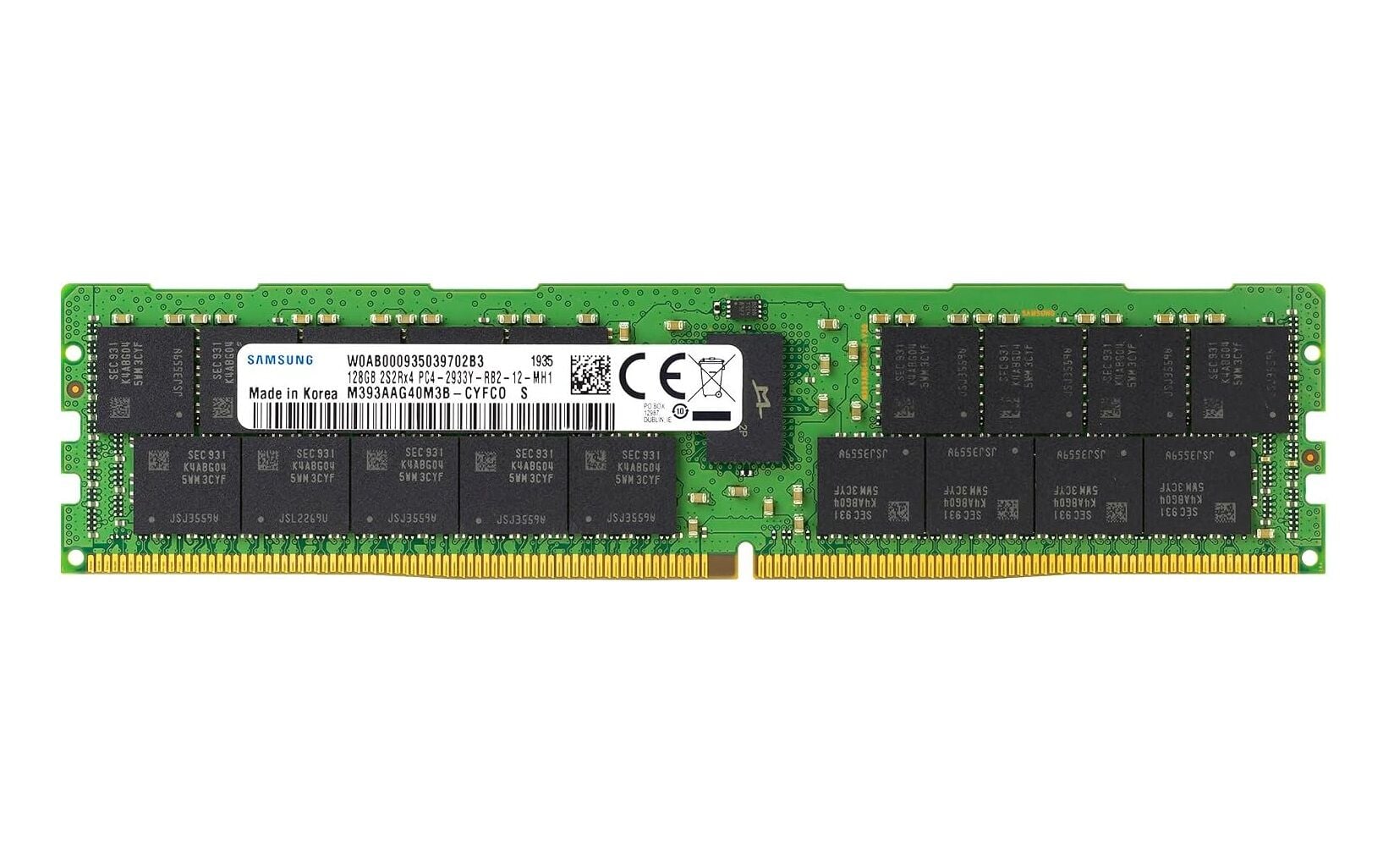 SAMSUNG 128GB DDR4 2933MHz 2S2Rx4 PC4-2933Y CL21 ECC LRDIMM Server Sunucu Ram M393AAG40M3B-CYFCO