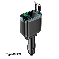 EX M4 5 in 1 3.1A USB-A 3A 2.4A USB-C Çift PD 1xUSB-C 1xLightning Geri Çekilebilir Araç Şarj Aleti