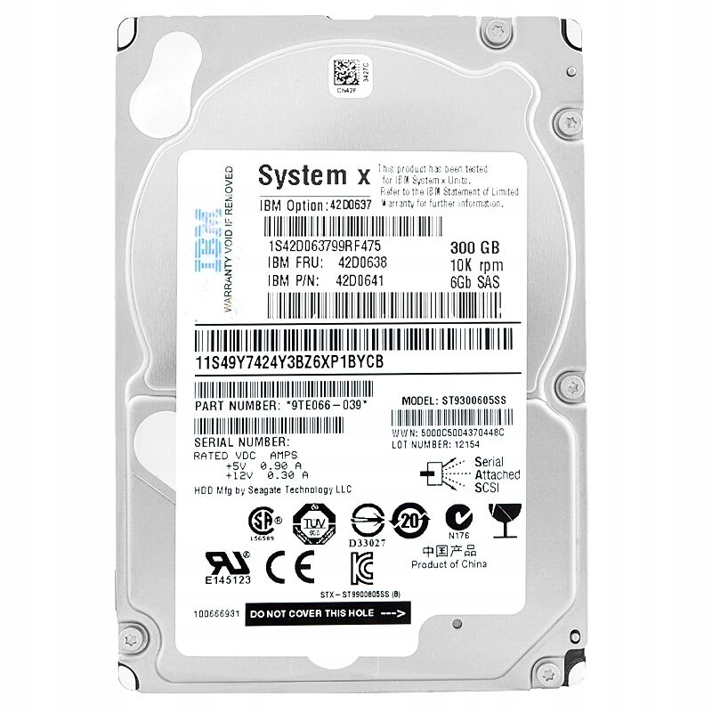 IBM 300GB 10K 6G SAS 2.5'' Server Sunucu Harddisk ST9300605SS 49Y6173 49Y6176 9TE066-039