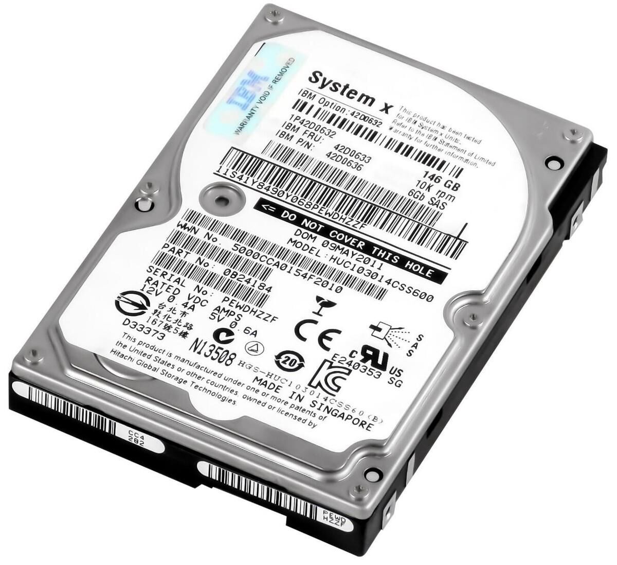 IBM 146GB 10K 6G SAS 2.5'' Server Sunucu Harddisk HUC103014CSS600 42D0636