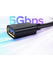 UGREEN 10373 US129 USB-A Erkek to USB-A Dişi 5Gbps Veri Aktarım USB 3.0 Uzatma Kablosu Siyah 2metre