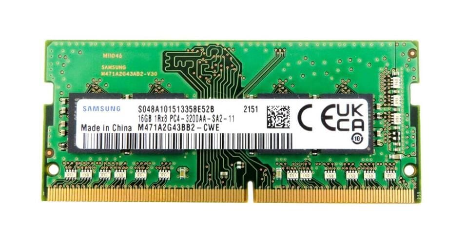 SAMSUNG 16GB DDR4 3200MHz 1Rx8 PC4-3200AA CL22 SODIMM Notebook Ram M471A2G43BB2-CWE